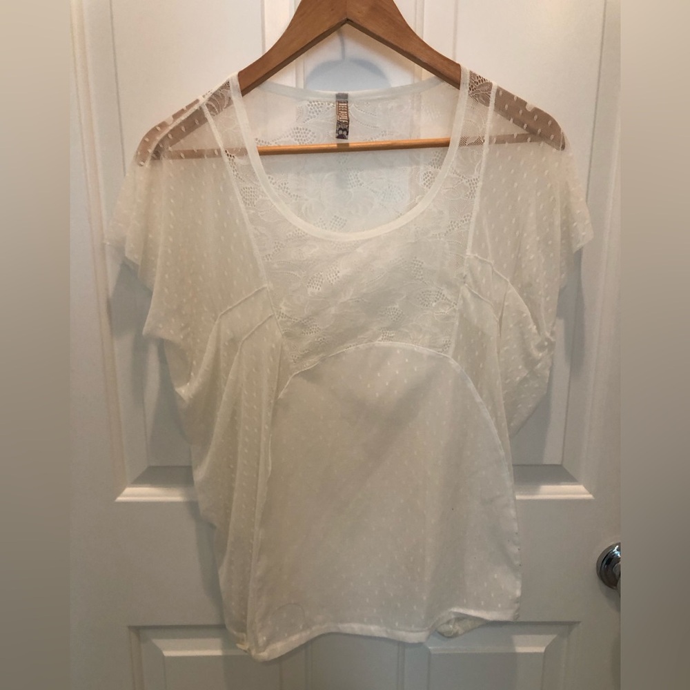 Free People White Vintage Lace Blouse Size XS
